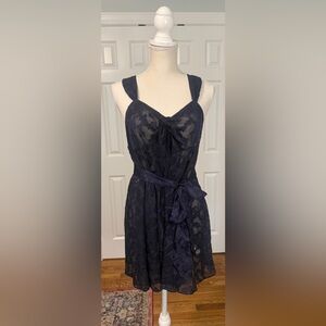 Vintage NWT Victoria's Secret Gold Label Navy Sheer Floral Nightgown Sz M